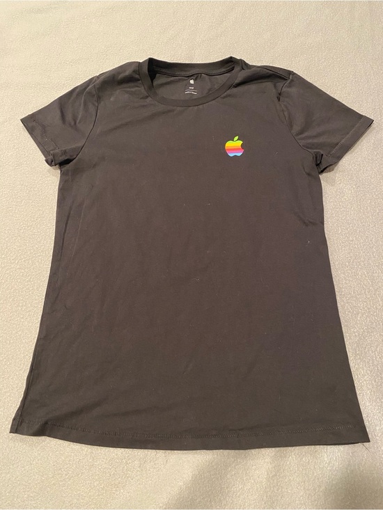 Apple Tops - Apple Women's Short Sleeve T Shirt Black Multicolor Back print Medium